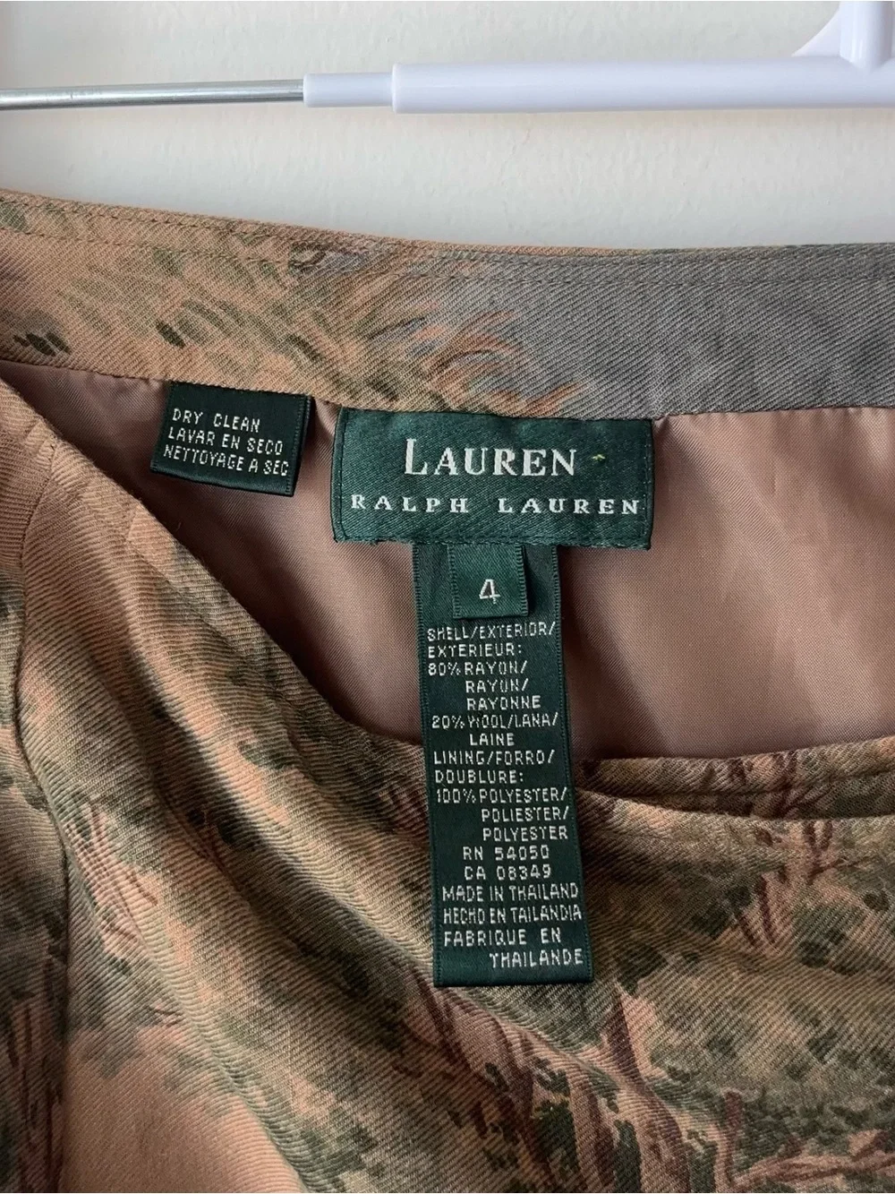 Vintage Ralph Lauren Country Scene Wool Wrap Skirt Size 4 Dog Cabin Fox Hunt
